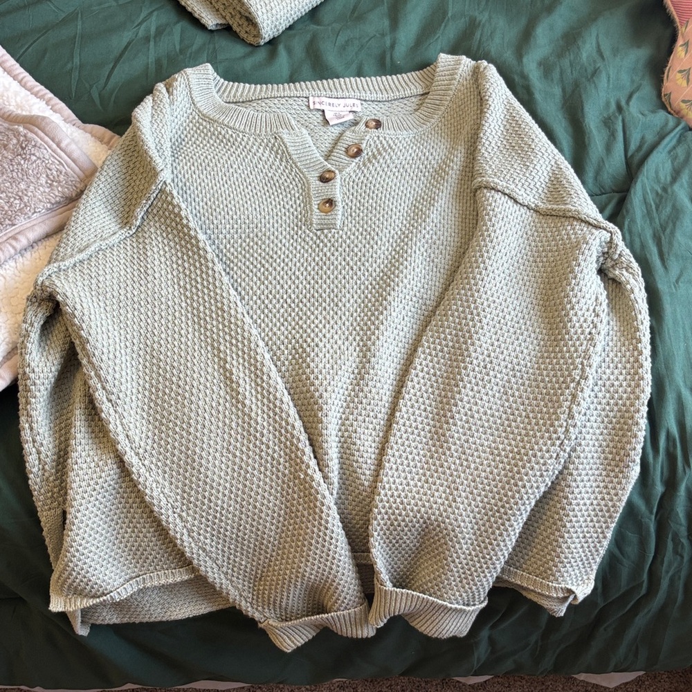 Sincerely Jules Textured Knit Sweater Set in Sage Green - Picture 2 of 6